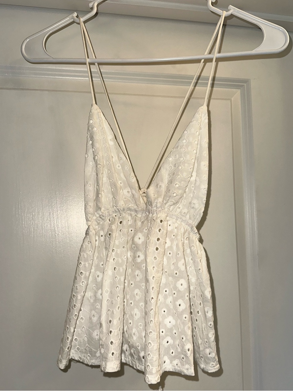 White Eyelet Spaghetti Strap Top